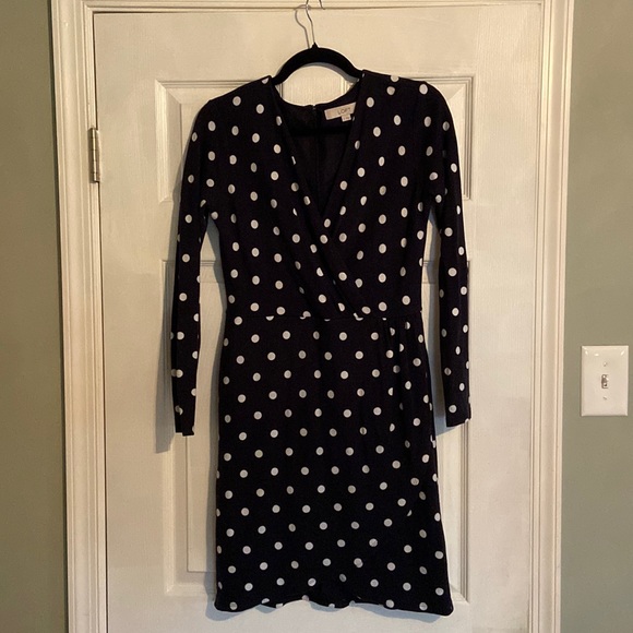 Dark Navy Faux Wrap Dress. - Picture 1 of 7